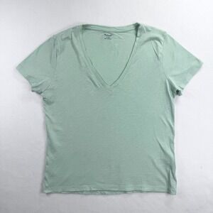 Madewell Womens Mint Green V-Neck Short Sleeve Cotton Slub Jersey T-Shirt Medium